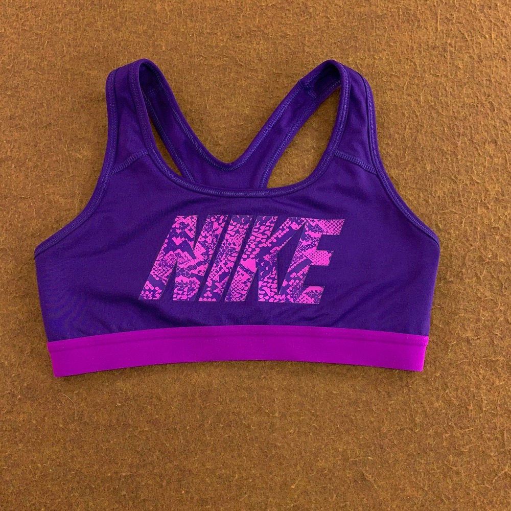 Nike Womens Small Purple Pink Snakeskin Logo Dri-FIT Racerback Sports Bra